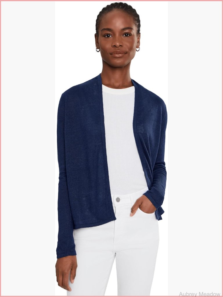 Long Sleeve Open Front Cardigan 100% Linen Hand Wash Floral